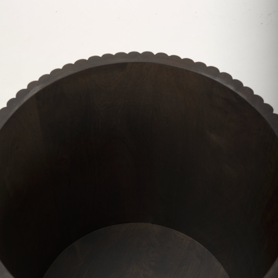 Terra Dark Brown Wood Fluted Round Side Table Living Room Mercana