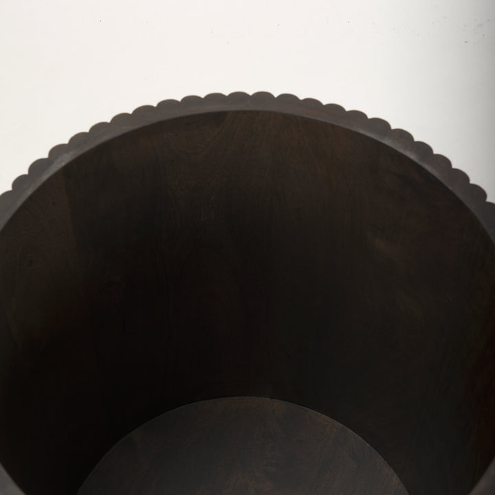 Terra Dark Brown Wood Fluted Round Side Table Living Room Mercana