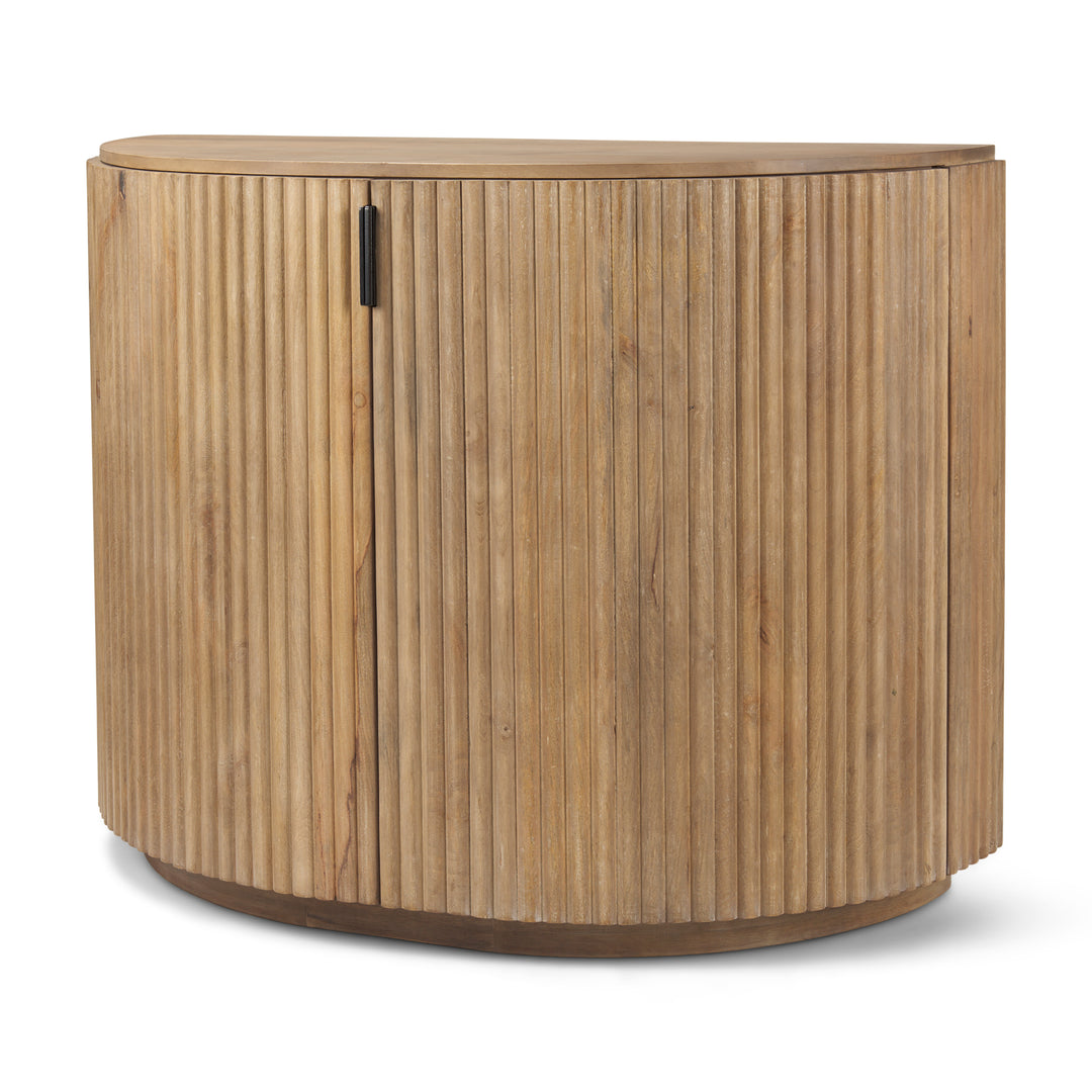 Terra Fluted Light Brown Wood 2-Door Accent Cabinet Decor Mercana