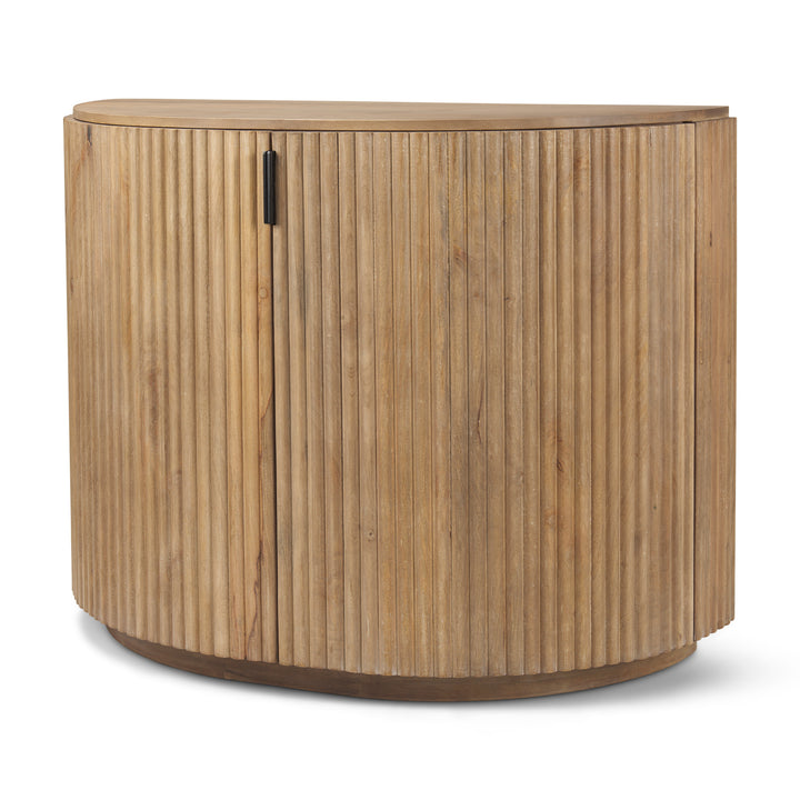 Terra Fluted Light Brown Wood 2-Door Accent Cabinet Decor Mercana