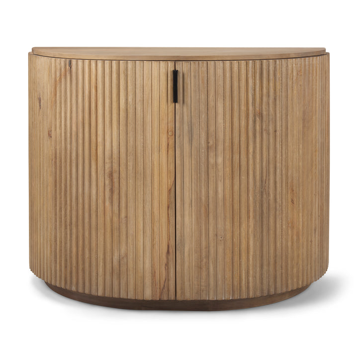 Terra Fluted Light Brown Wood 2-Door Accent Cabinet Decor Mercana