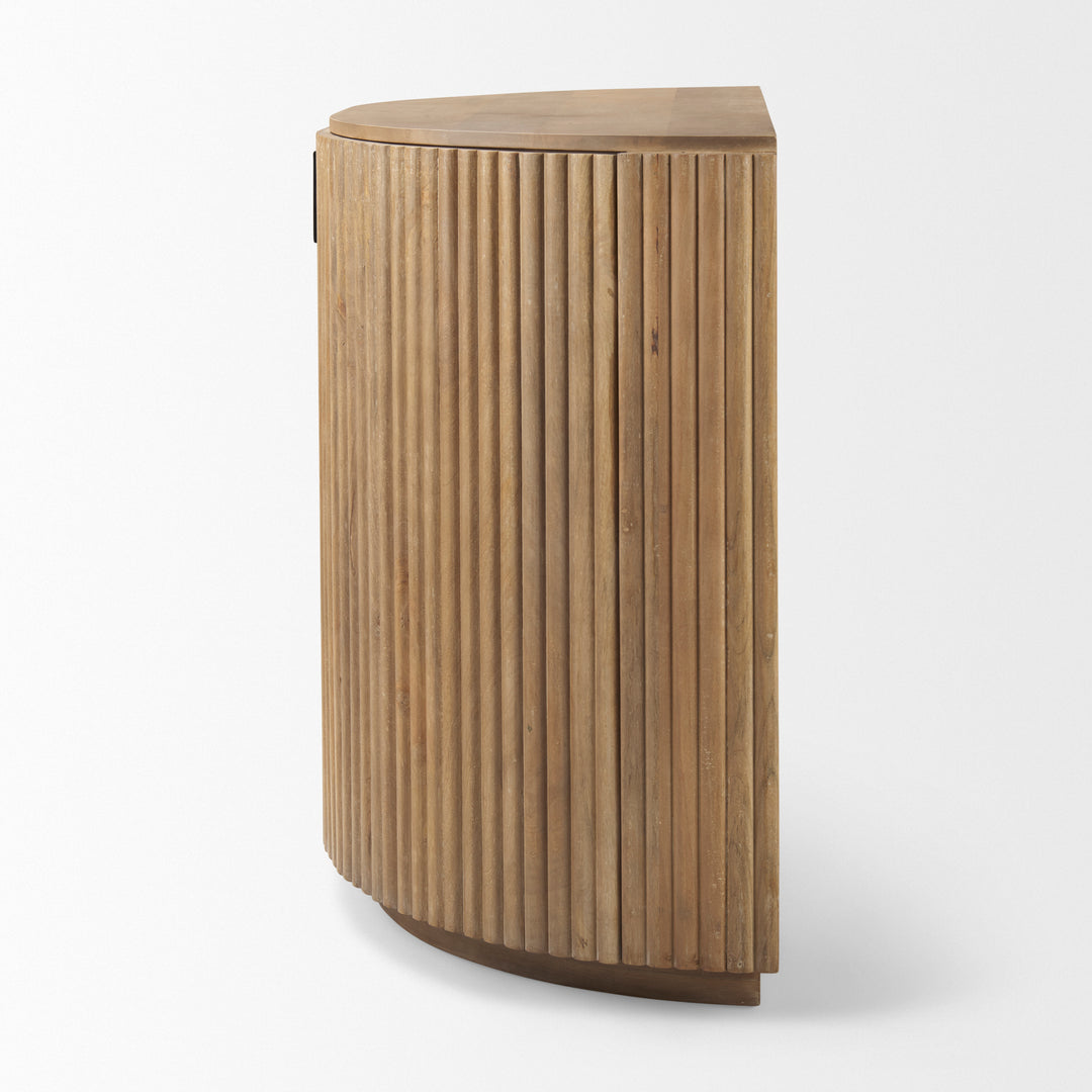 Terra Fluted Light Brown Wood 2-Door Accent Cabinet Decor Mercana