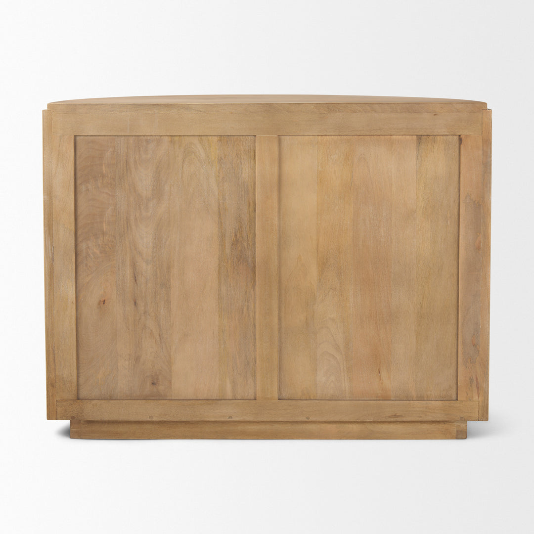 Terra Fluted Light Brown Wood 2-Door Accent Cabinet Decor Mercana