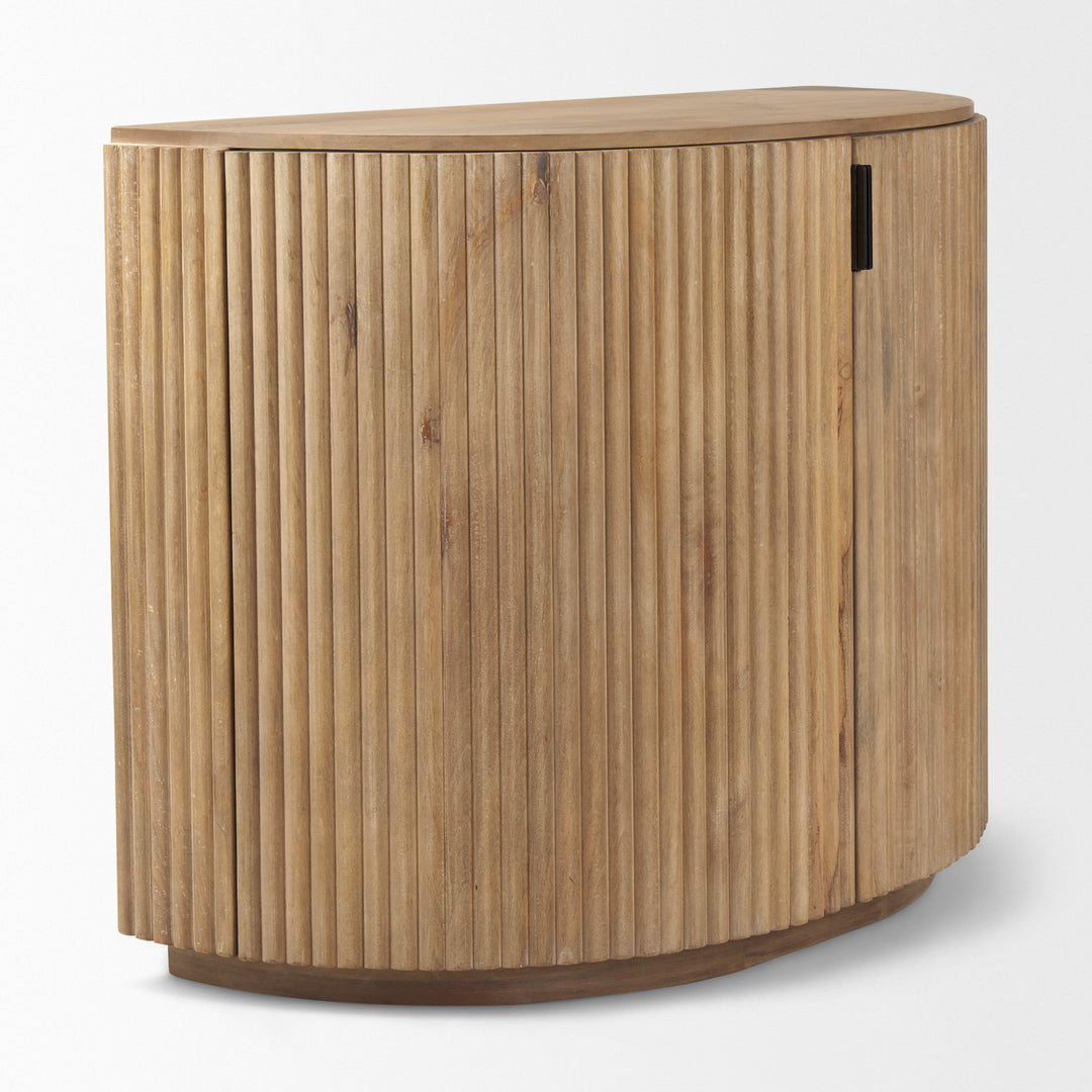 Terra Fluted Light Brown Wood 2-Door Accent Cabinet Decor Mercana