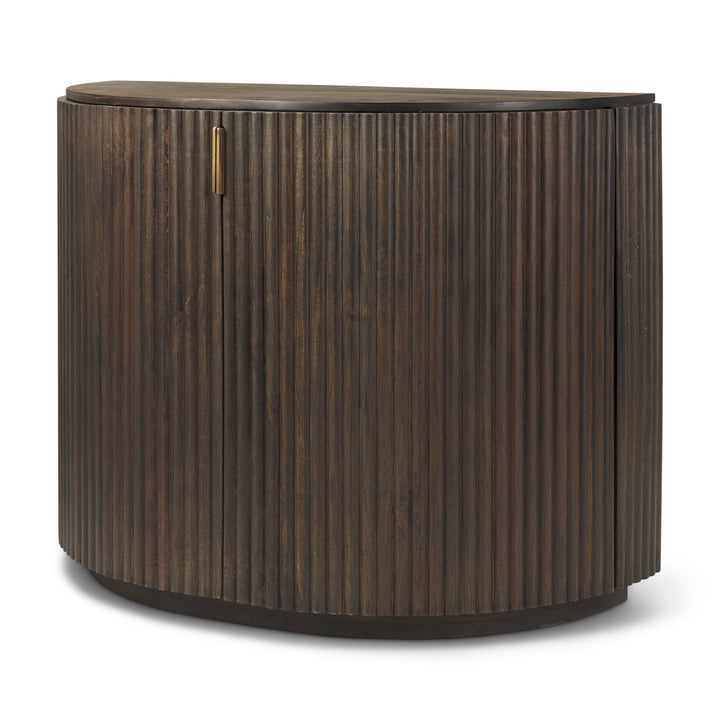 Terra Fluted Dark Brown 2-Door Accent Cabinet Decor Mercana