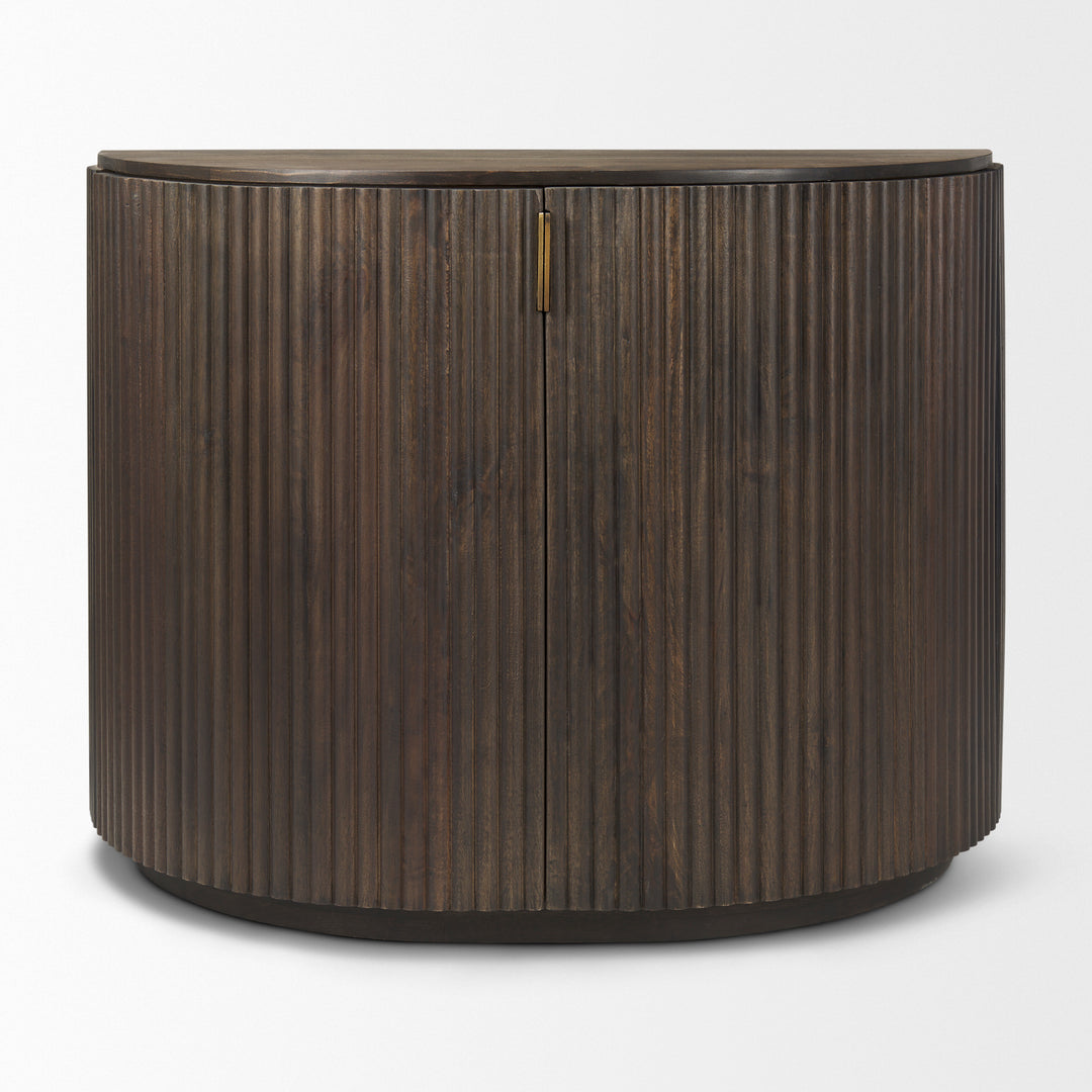 Terra Fluted Dark Brown 2-Door Accent Cabinet Decor Mercana