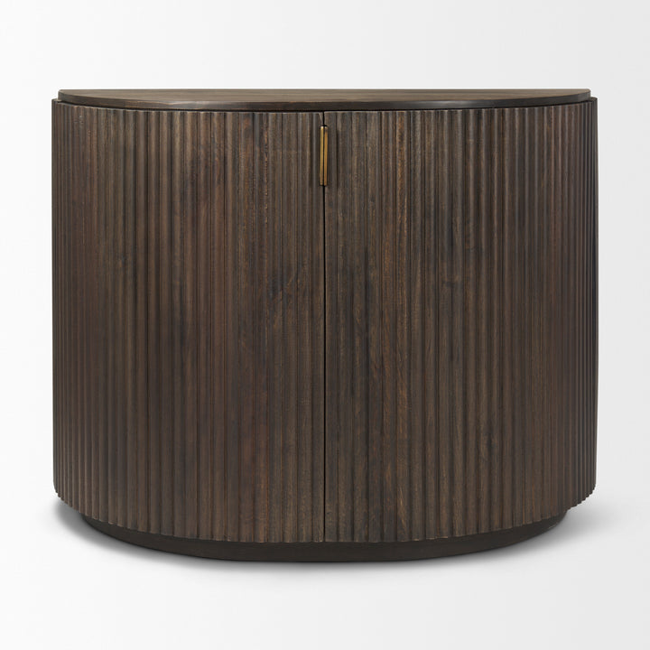 Terra Fluted Dark Brown 2-Door Accent Cabinet Decor Mercana