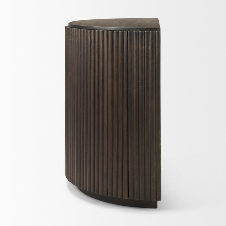 Terra Fluted Dark Brown 2-Door Accent Cabinet Decor Mercana