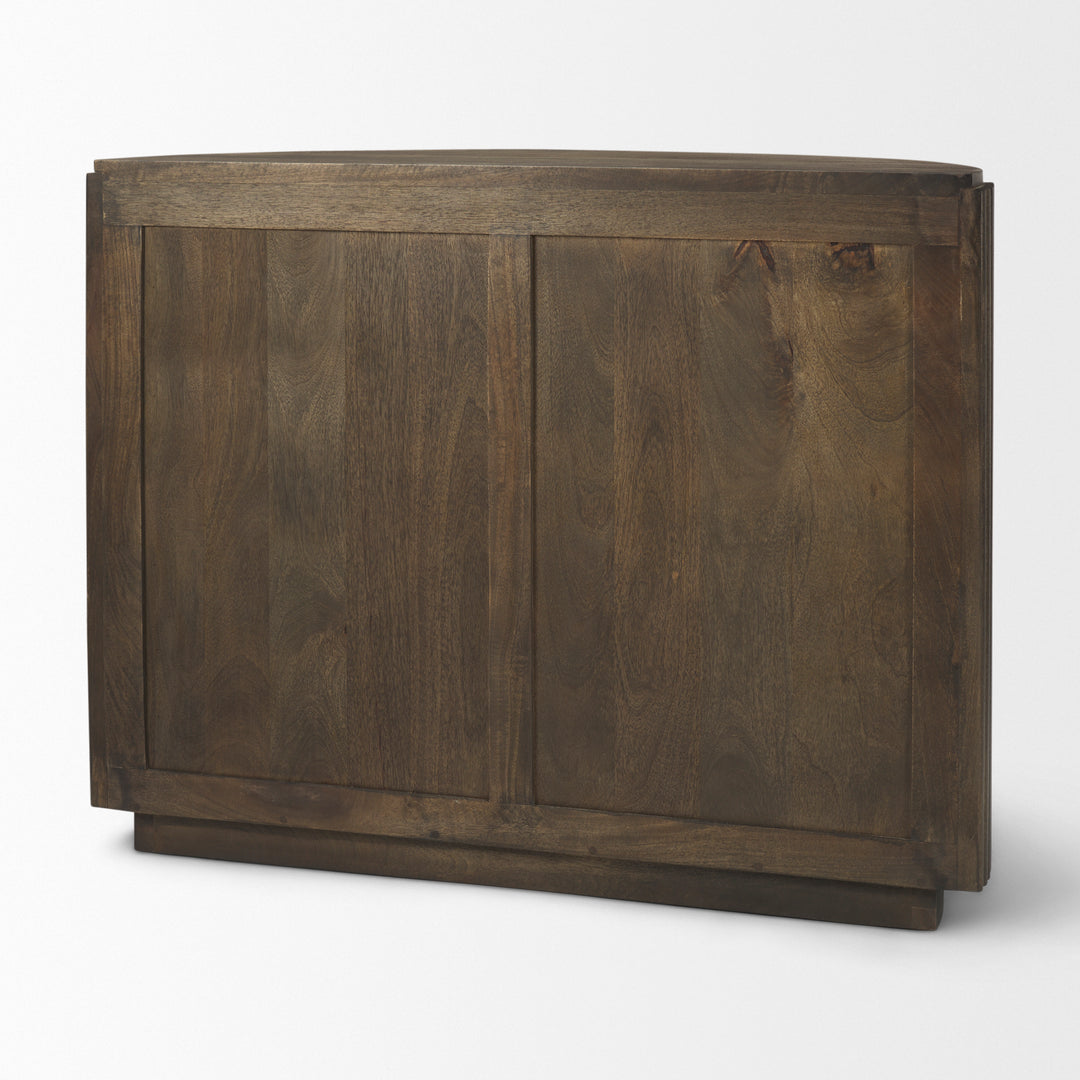 Terra Fluted Dark Brown 2-Door Accent Cabinet Decor Mercana