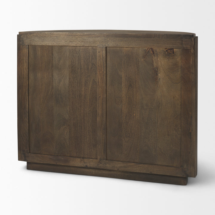 Terra Fluted Dark Brown 2-Door Accent Cabinet Decor Mercana