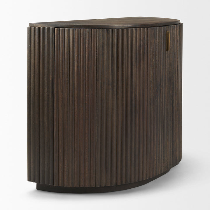 Terra Fluted Dark Brown 2-Door Accent Cabinet Decor Mercana