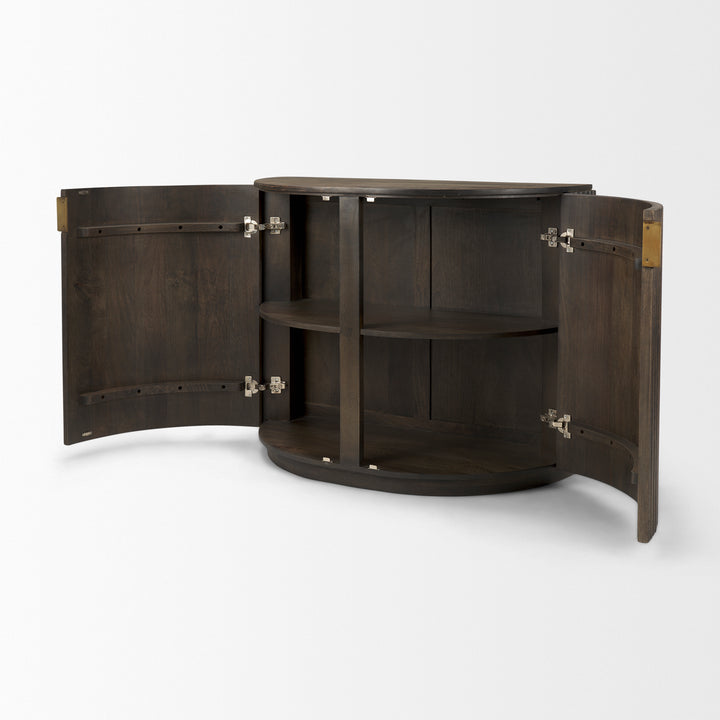 Terra Fluted Dark Brown 2-Door Accent Cabinet Decor Mercana