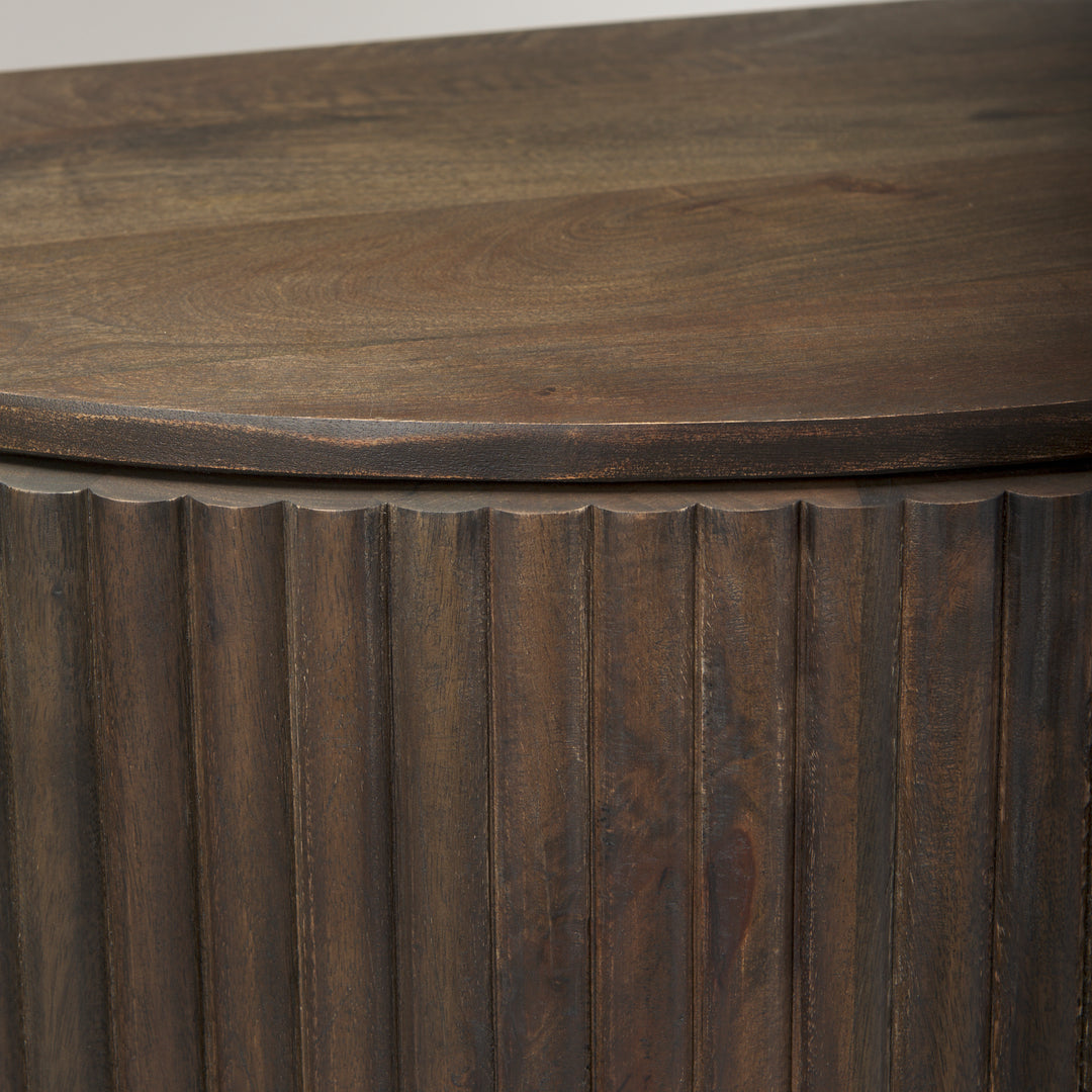 Terra Fluted Dark Brown 2-Door Accent Cabinet Decor Mercana