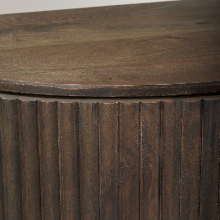 Terra Fluted Dark Brown 2-Door Accent Cabinet Decor Mercana