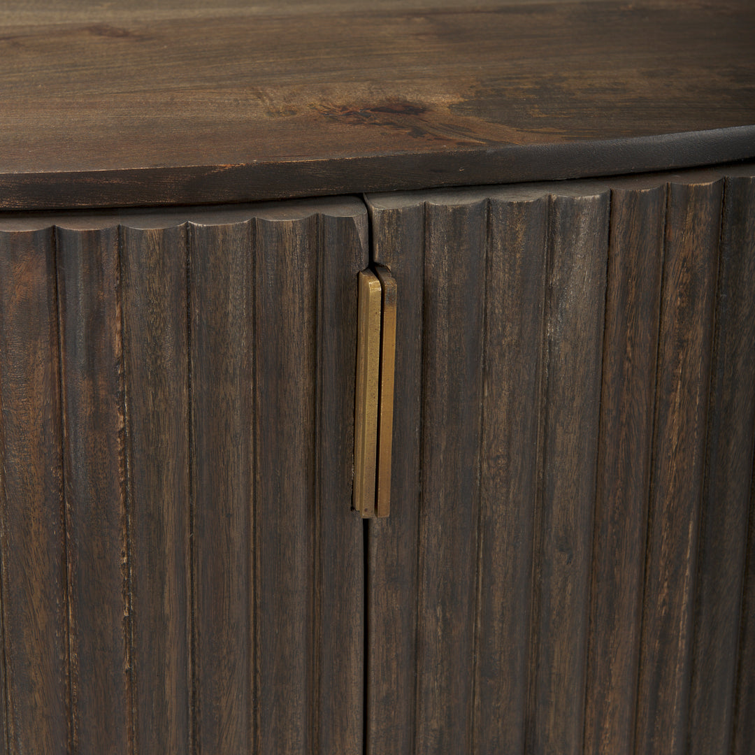 Terra Fluted Dark Brown 2-Door Accent Cabinet Decor Mercana