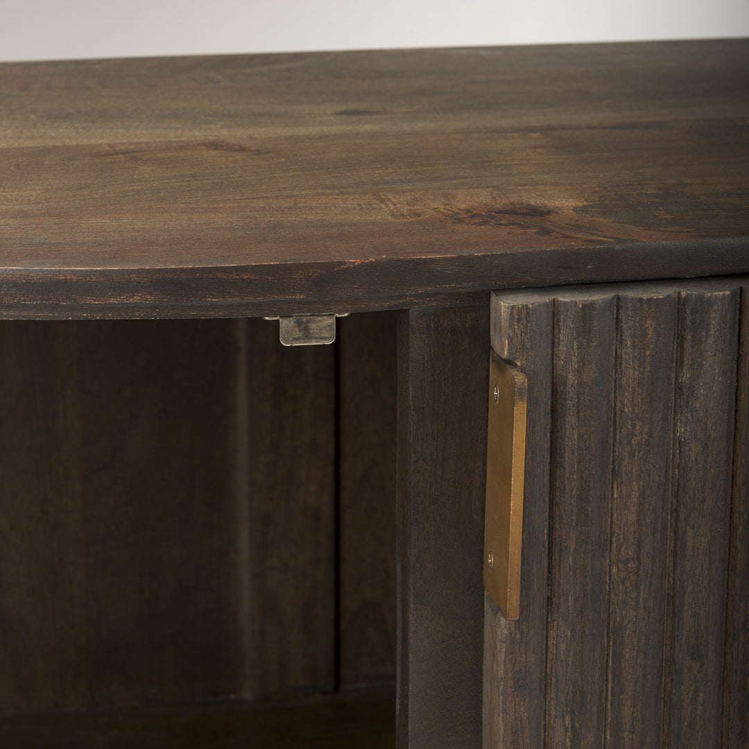 Terra Fluted Dark Brown 2-Door Accent Cabinet Decor Mercana