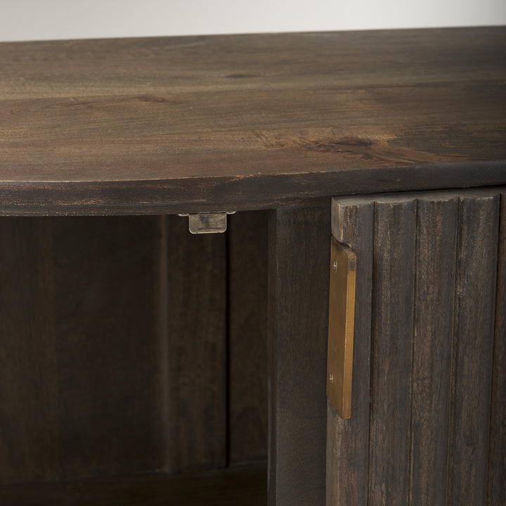 Terra Fluted Dark Brown 2-Door Accent Cabinet Decor Mercana