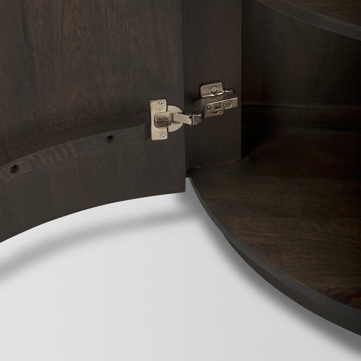 Terra Fluted Dark Brown 2-Door Accent Cabinet Decor Mercana