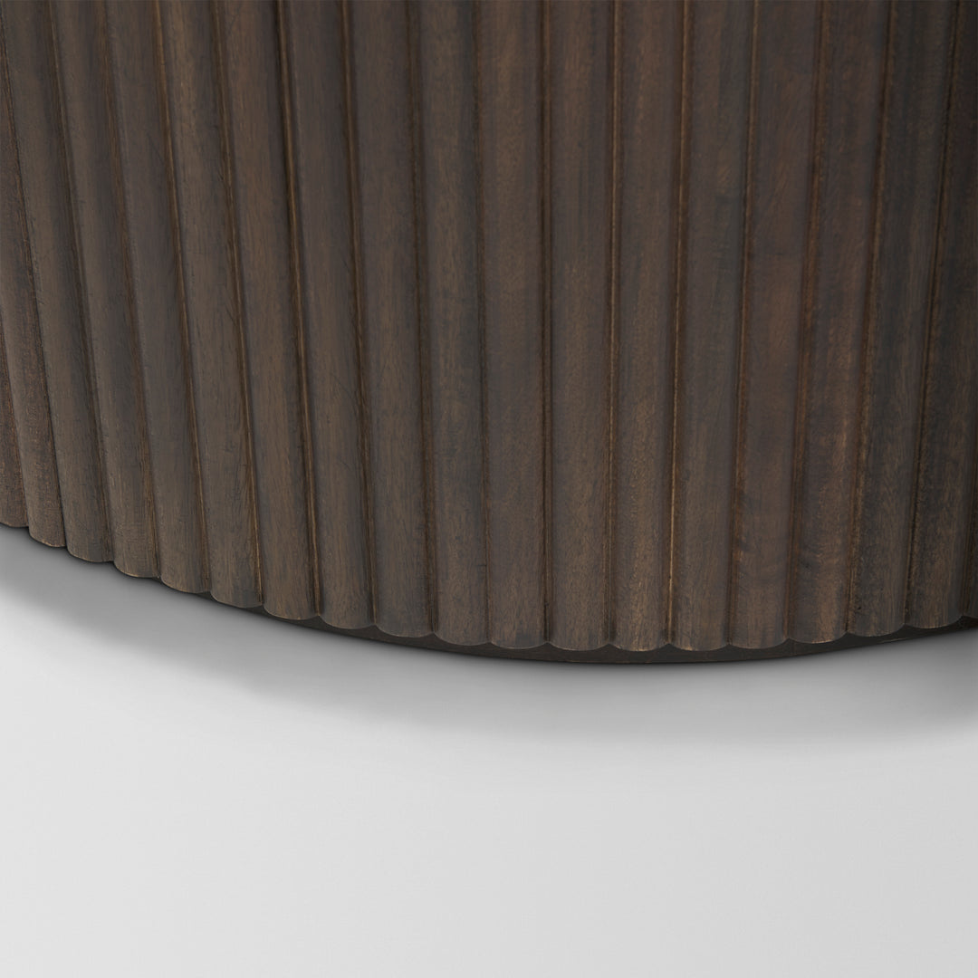 Terra Fluted Dark Brown 2-Door Accent Cabinet Decor Mercana