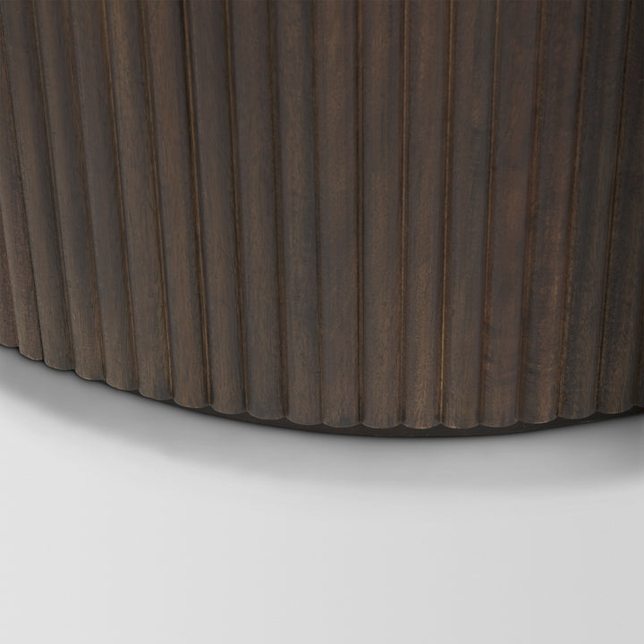 Terra Fluted Dark Brown 2-Door Accent Cabinet Decor Mercana