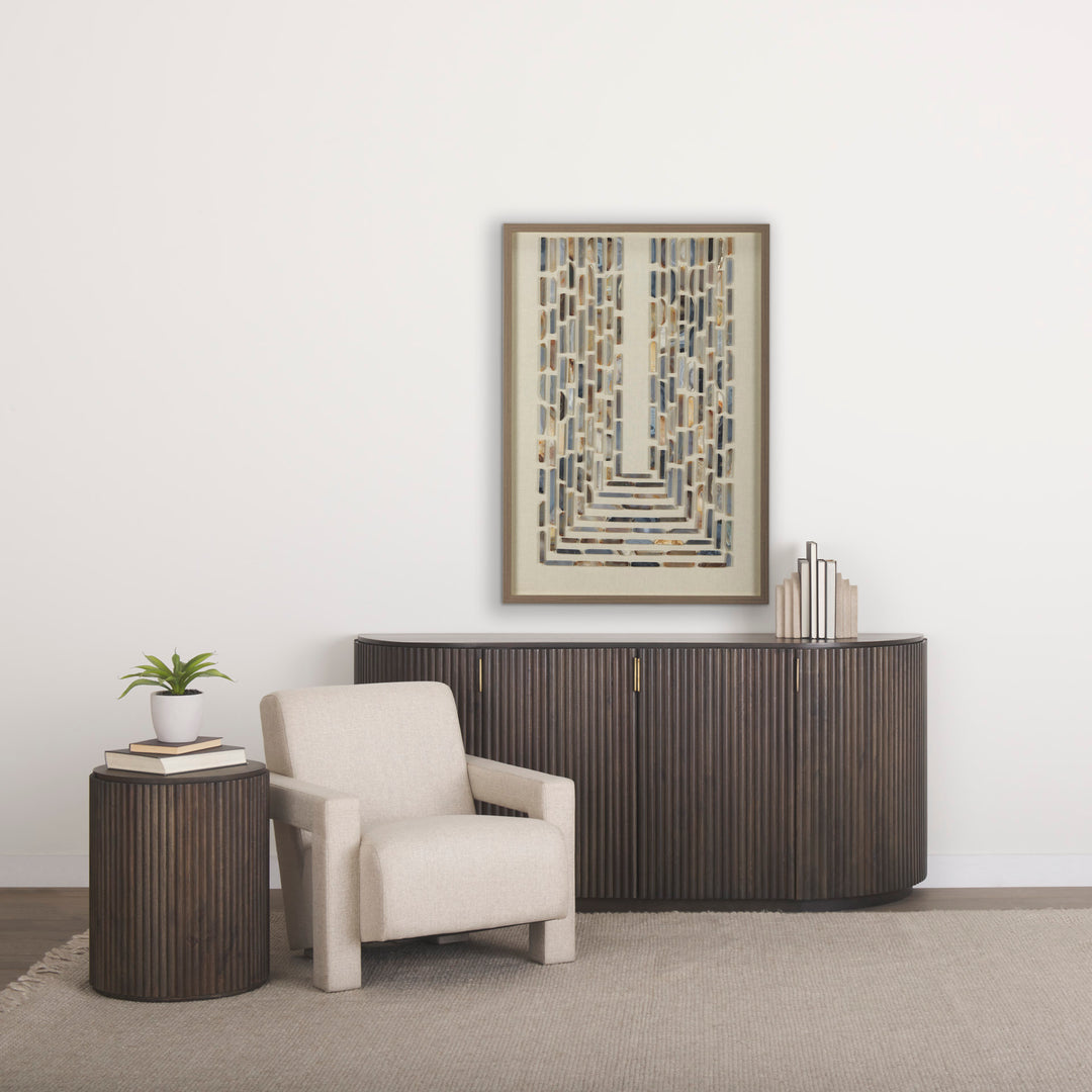 Terra Dark Brown Wood Fluted Sideboard Dining Room Mercana