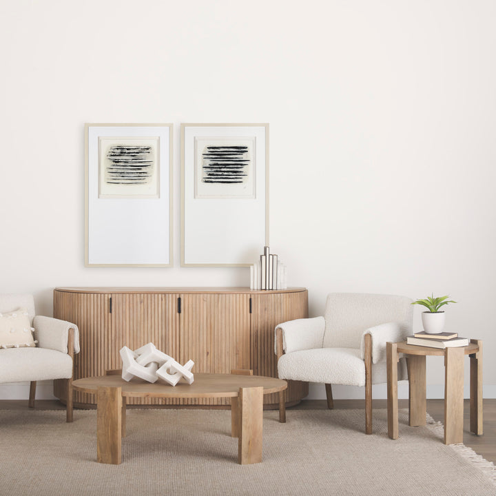 Terra Light Brown Wood Fluted Sideboard Dining Room Mercana