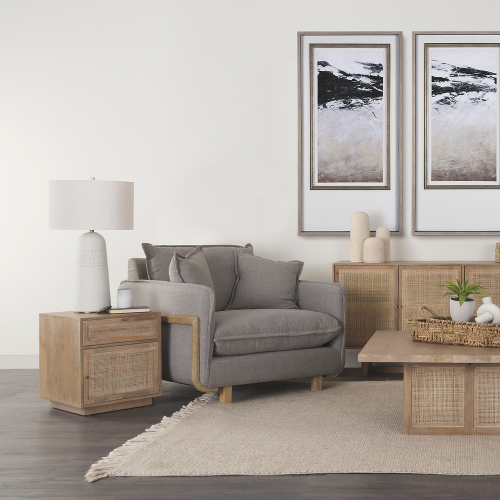 Grier Light Brown Wood w/ Cane End Table Living Room Mercana