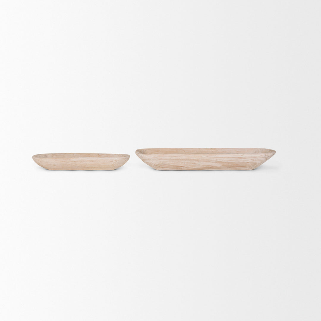 Athena Set of 2 Extra Large Light-Wash Reclaimed Wood Trays Decor Mercana