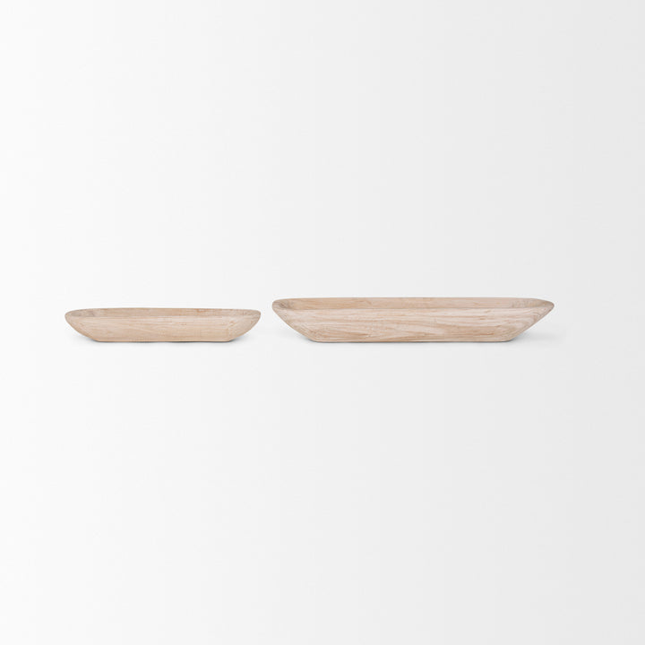 Athena Set of 2 Extra Large Light-Wash Reclaimed Wood Trays Decor Mercana