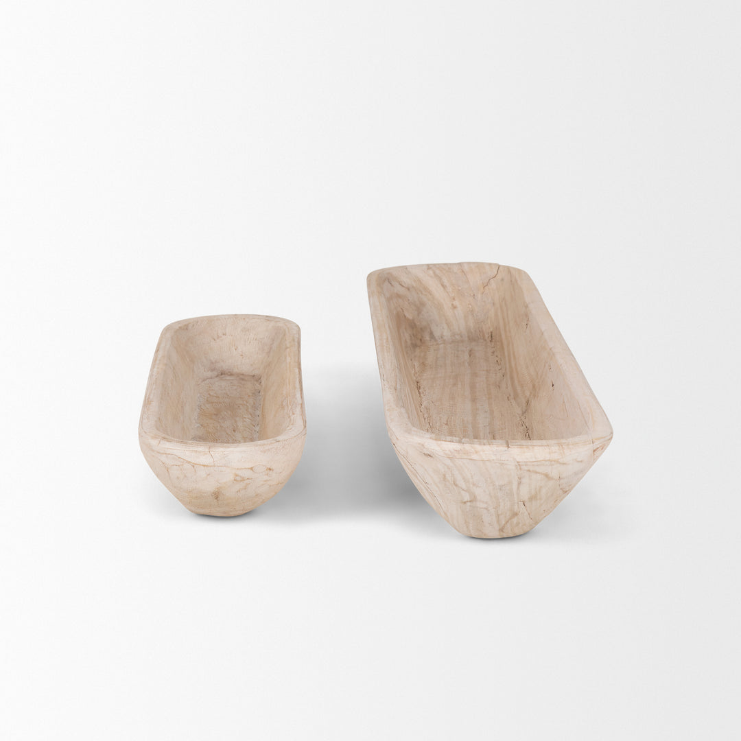 Athena Set of 2 Extra Large Light-Wash Reclaimed Wood Trays Decor Mercana