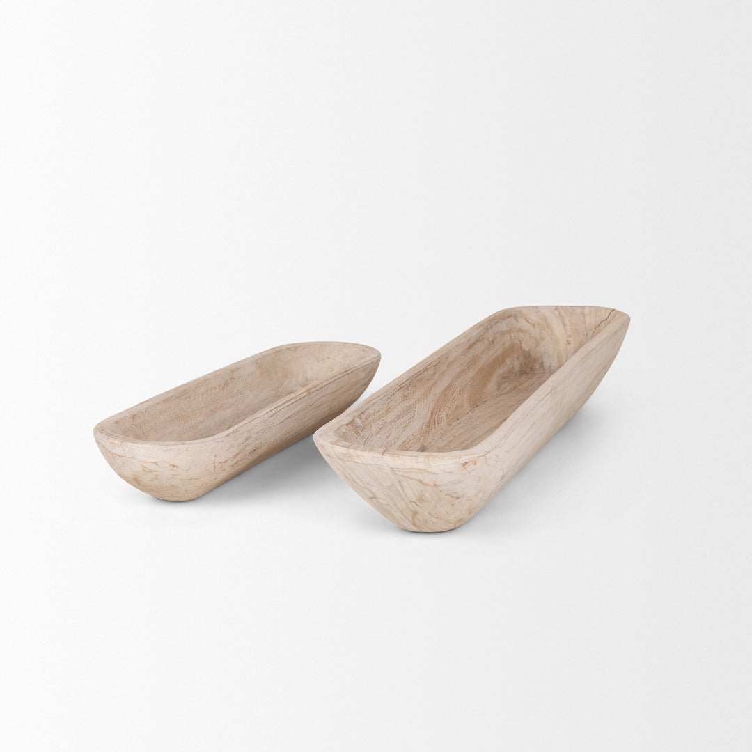 Athena Set of 2 Extra Large Light-Wash Reclaimed Wood Trays Decor Mercana
