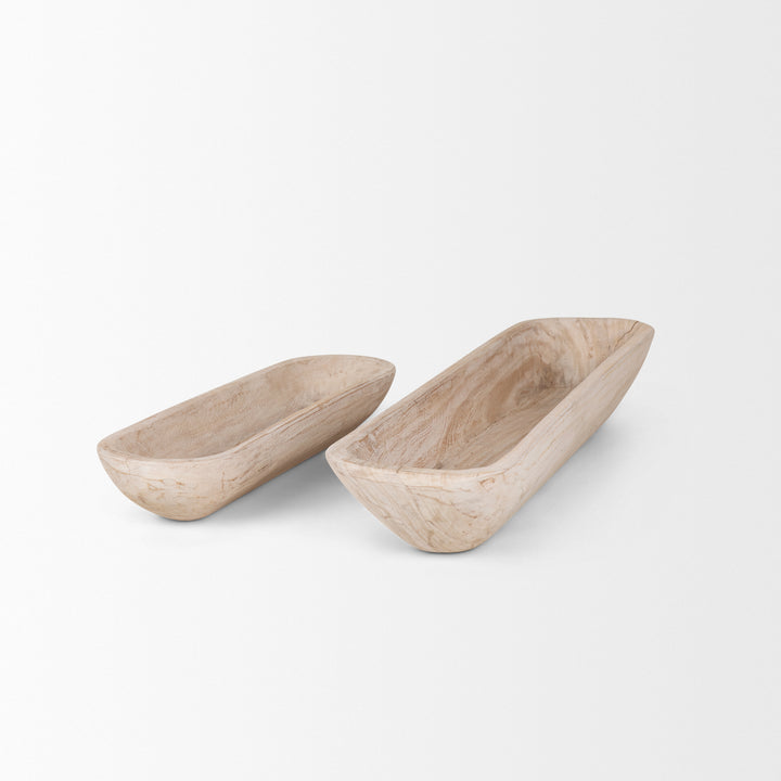 Athena Set of 2 Extra Large Light-Wash Reclaimed Wood Trays Decor Mercana