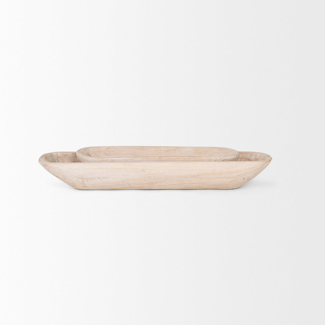 Athena Set of 2 Extra Large Light-Wash Reclaimed Wood Trays Decor Mercana