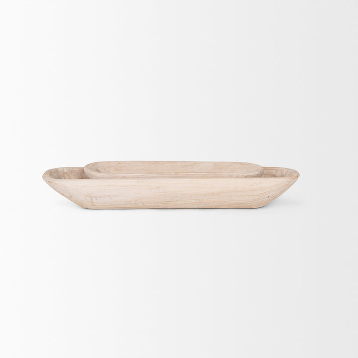 Athena Set of 2 Extra Large Light-Wash Reclaimed Wood Trays Decor Mercana