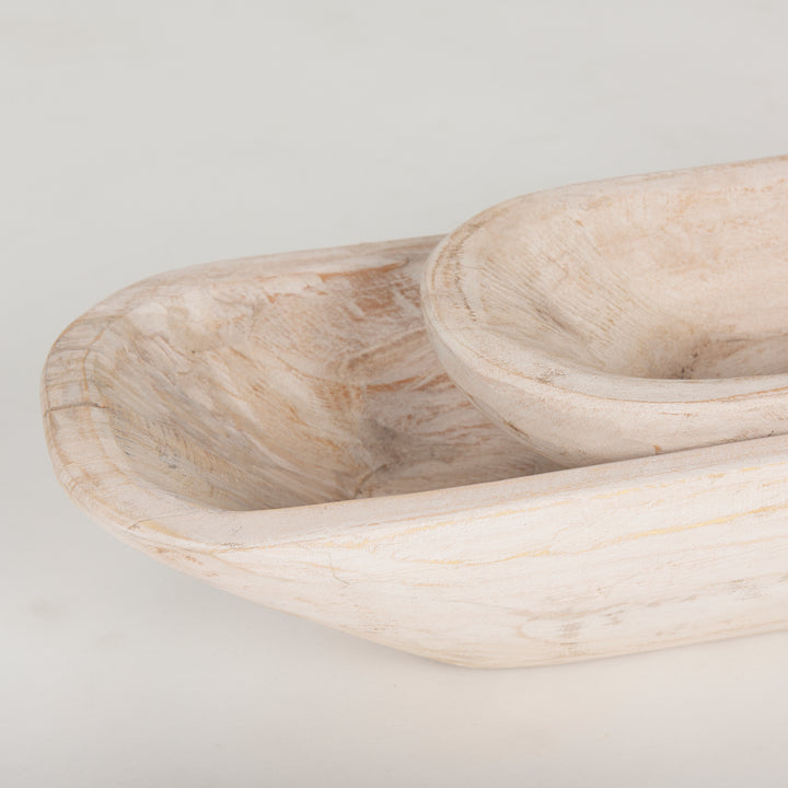 Athena Set of 2 Extra Large Light-Wash Reclaimed Wood Trays Decor Mercana