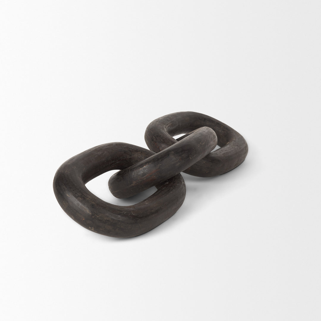 Tayla Large Black-Brown Wood Chain Link Decor Mercana