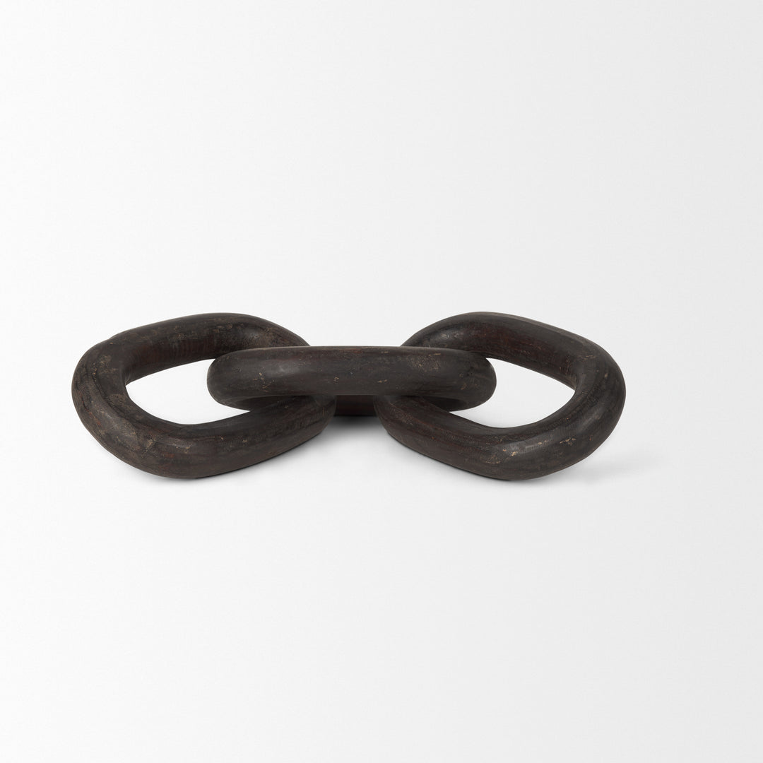 Tayla Large Black-Brown Wood Chain Link Decor Mercana