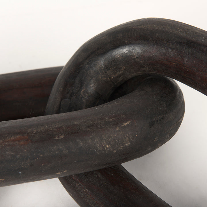 Tayla Large Black-Brown Wood Chain Link Decor Mercana