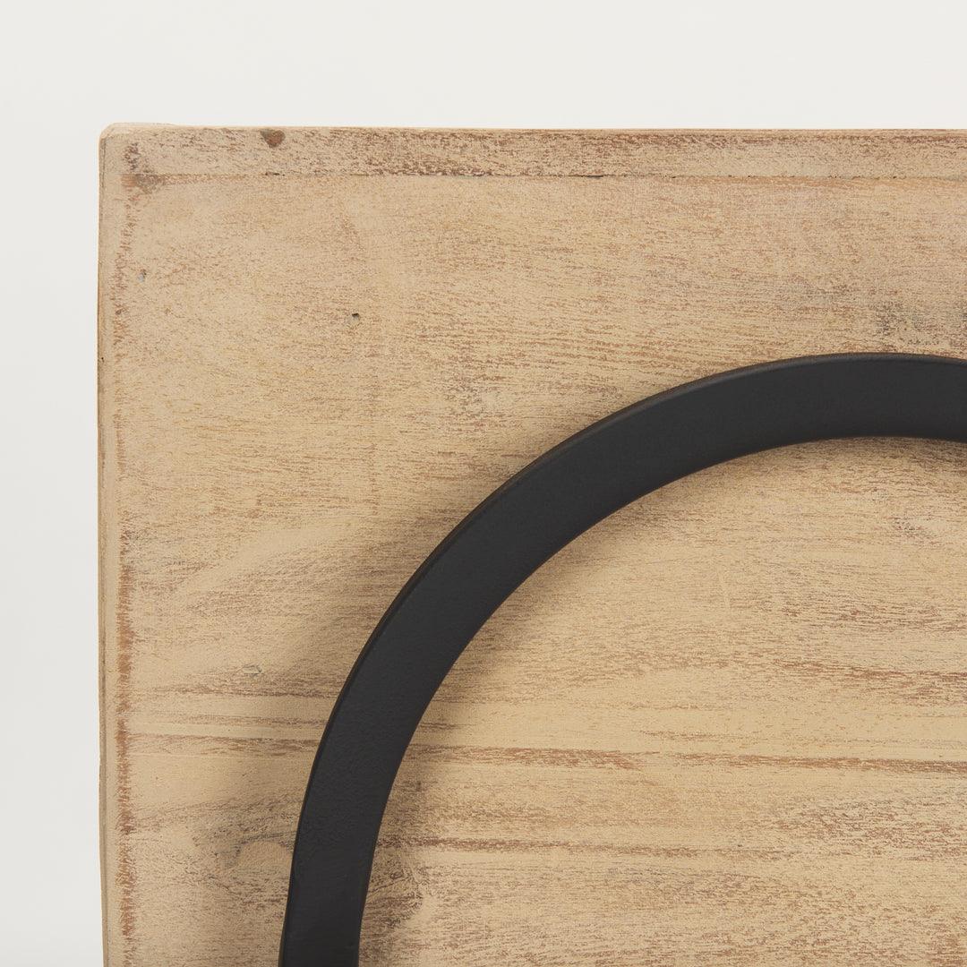 Jadine Set of 2 Beige Wood w/ Black Metal Arch Frames Decor Mercana