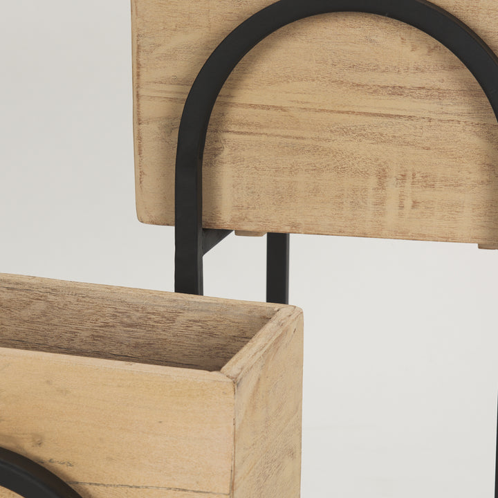 Jadine Set of 2 Beige Wood w/ Black Metal Arch Frames Decor Mercana