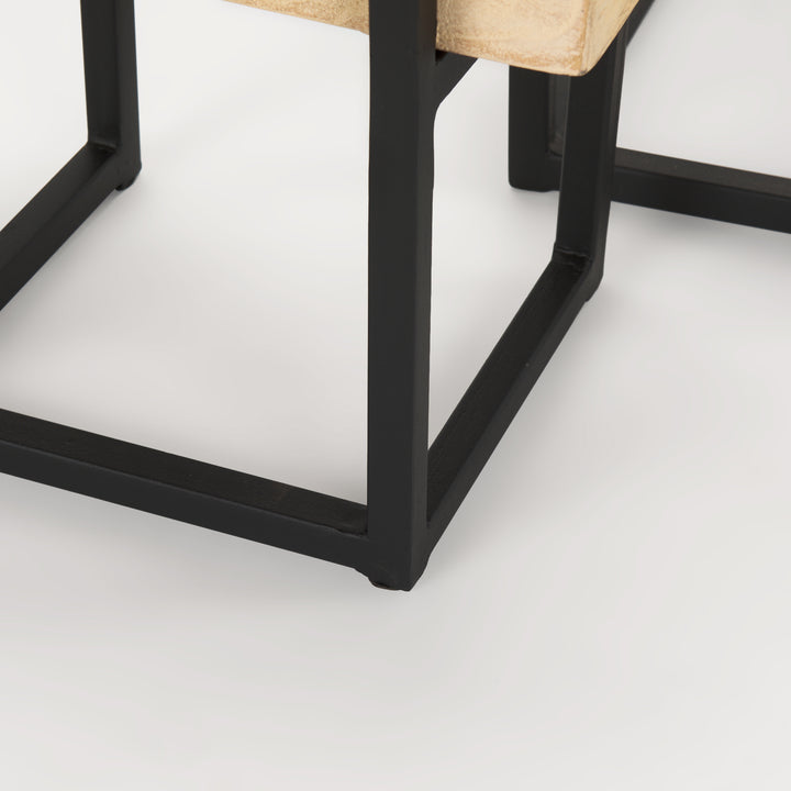 Jadine Set of 2 Beige Wood w/ Black Metal Arch Frames Decor Mercana