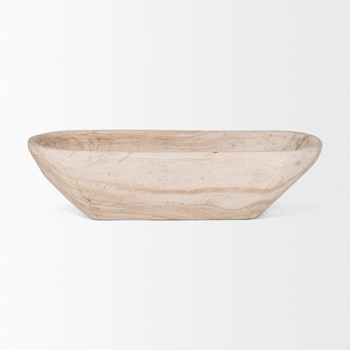 Athena Extra Large Oblong Light-Wash Reclaimed Wood Bowl Decor Mercana