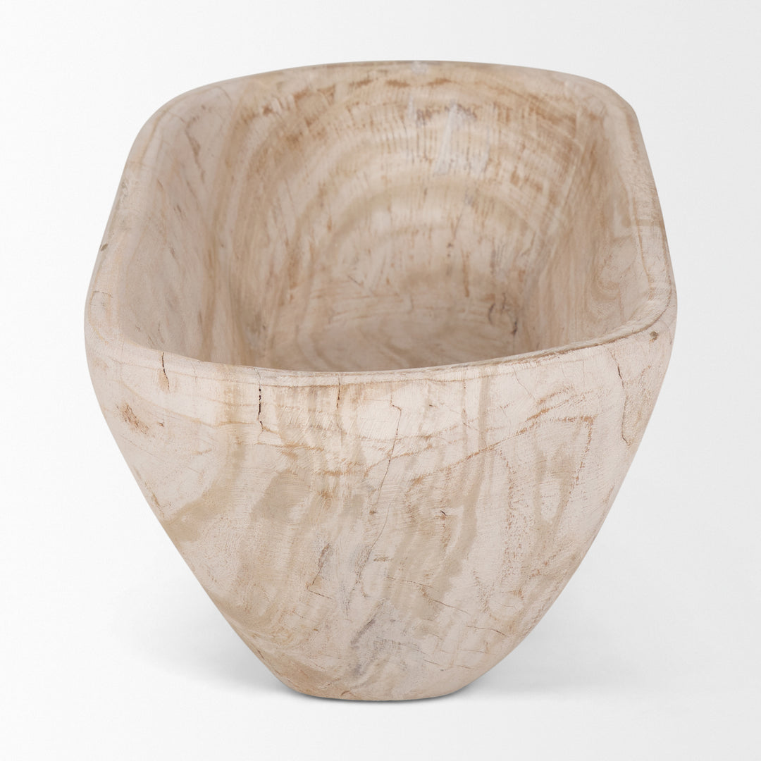 Athena Extra Large Oblong Light-Wash Reclaimed Wood Bowl Decor Mercana