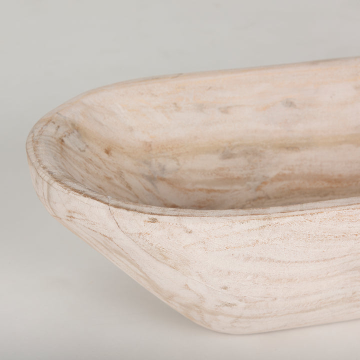 Athena Extra Large Oblong Light-Wash Reclaimed Wood Bowl Decor Mercana