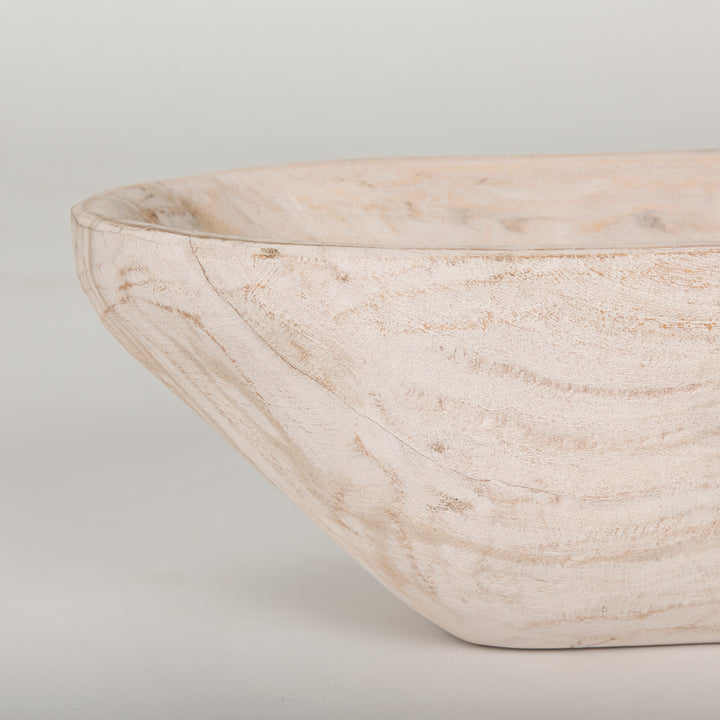 Athena Extra Large Oblong Light-Wash Reclaimed Wood Bowl Decor Mercana