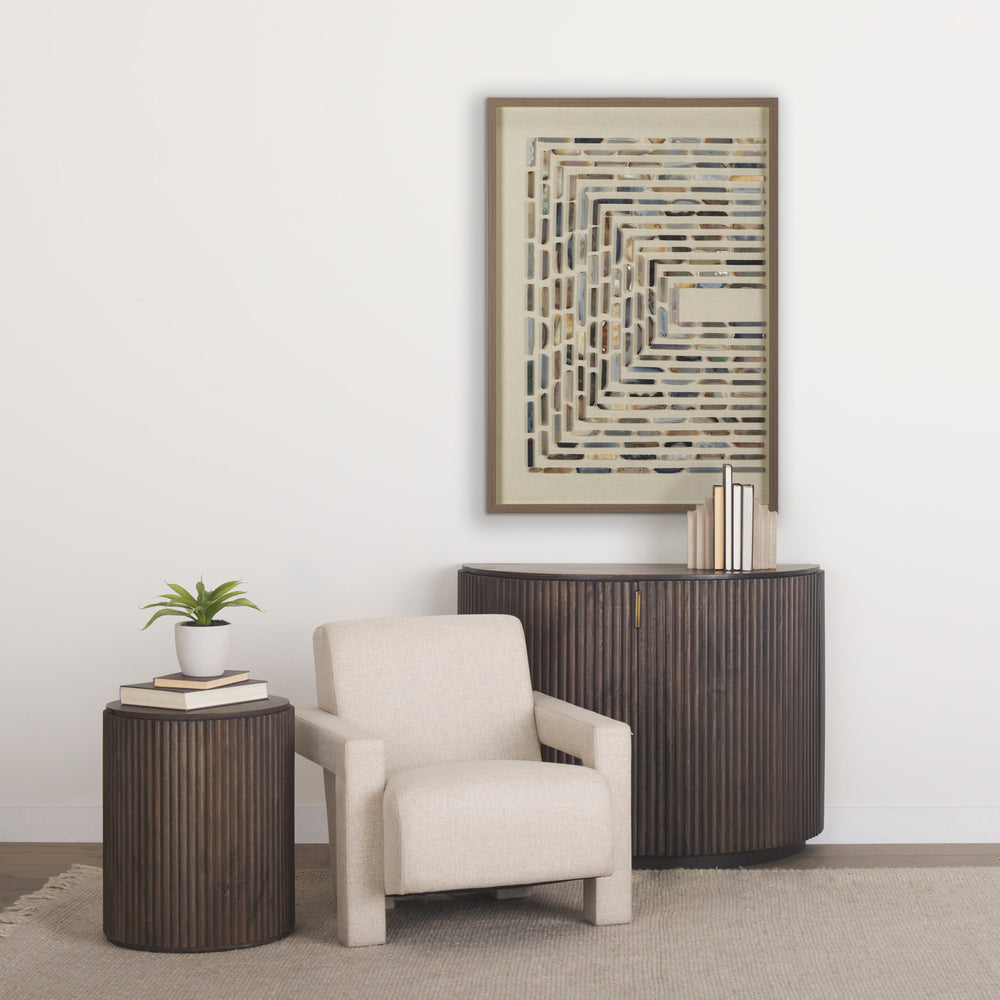 Terra Fluted Dark Brown 2-Door Accent Cabinet Decor Mercana