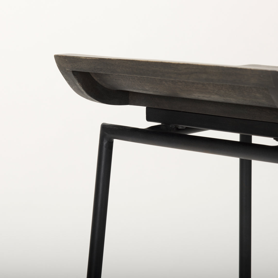Givens 24.25"H Seat Height Black Wood Seat Black Frame Stool Dining Room Mercana
