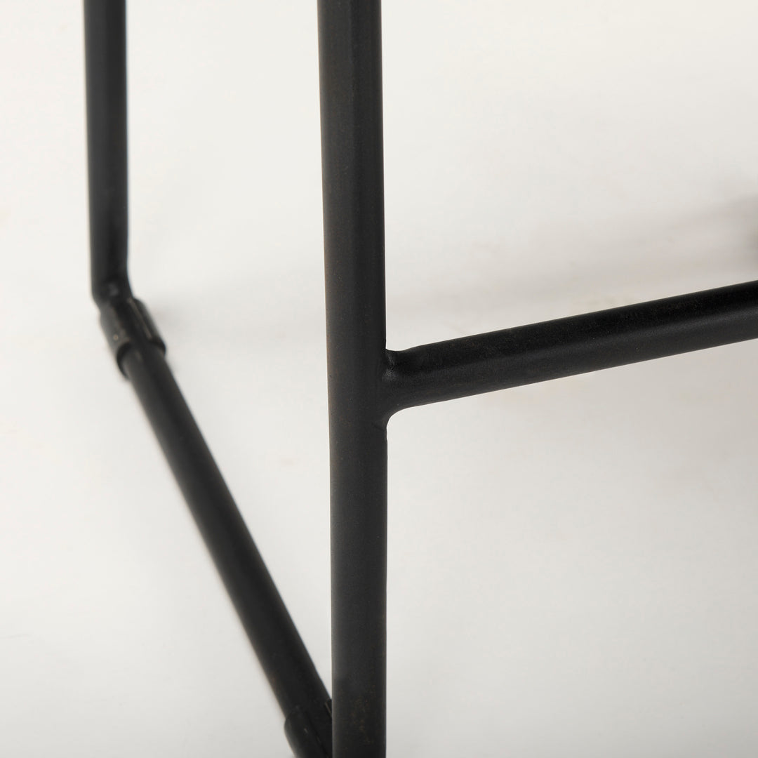 Givens 24.25"H Seat Height Black Wood Seat Black Frame Stool Dining Room Mercana