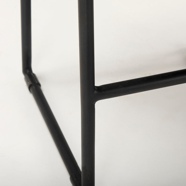 Givens 24.25"H Seat Height Black Wood Seat Black Frame Stool Dining Room Mercana
