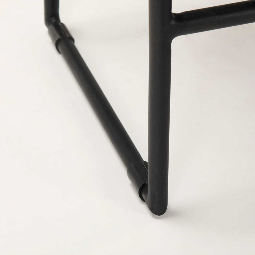 Givens 24.25"H Seat Height Black Wood Seat Black Frame Stool Dining Room Mercana